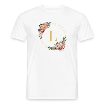 L Monogram, Couronne de fleurs, Personnalisable - T-shirt homme - blanc - Devant - AI Model Male 178 dark (178cm)
