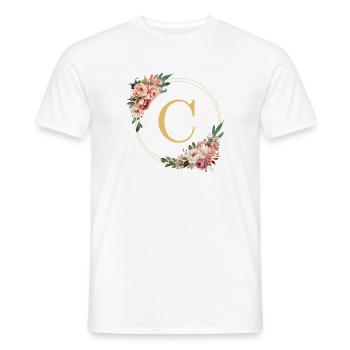 C Monogram, Couronne de fleurs, Personnalisable - T-shirt homme - blanc - Devant - AI Model Male 178 dark (178cm)