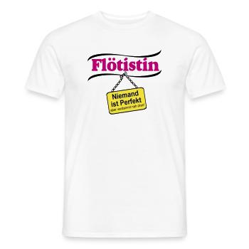 Flötistin Pink – Niemand ist Perfekt - Männer T-Shirt - Weiß - Vorne - AI Model Male 178 dark (178cm)