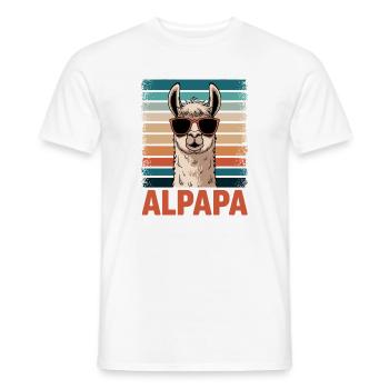Papa Alpaga Papa Drôle Lama Cadeau de Fête des Pères - T-shirt homme - blanc - Devant - AI Model Male 178 dark (178cm)