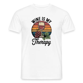Wine Is My Therapy Wine Glass Outfit for - Men's T-Shirt - white - Front - AI Model Male 178 dark (178cm)