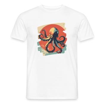 Pieuvre Octopus Rétro - T-shirt homme - blanc - Devant - AI Model Male 178 dark (178cm)