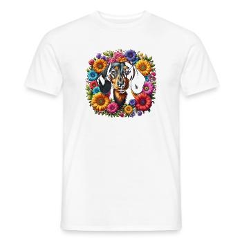 Dackel in bunten Blumen - Männer T-Shirt - Weiß - Vorne - AI Model Male 178 dark (178cm)