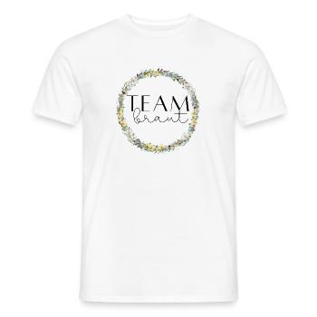 Team Bride ! Flower wreath customizable - Men's T-Shirt - white - Front - AI Model Male 178 dark (178cm)