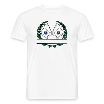 Drapeaux USA Massachusetts couronne de laurier bannière - T-shirt homme - blanc - Devant - AI Model Male 178 dark (178cm)