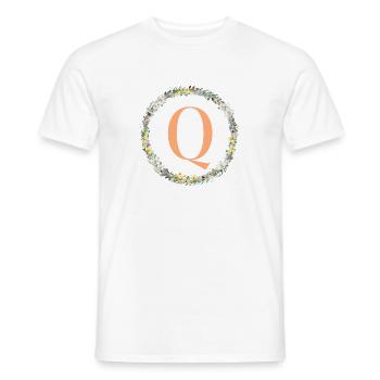 Q Monogram, Couronne de fleurs, Personnalisable - T-shirt homme - blanc - Devant - AI Model Male 178 dark (178cm)