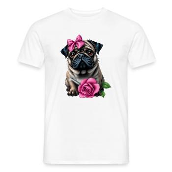 Pug Dog - Men's T-Shirt - white - Front - AI Model Male 178 dark (178cm)