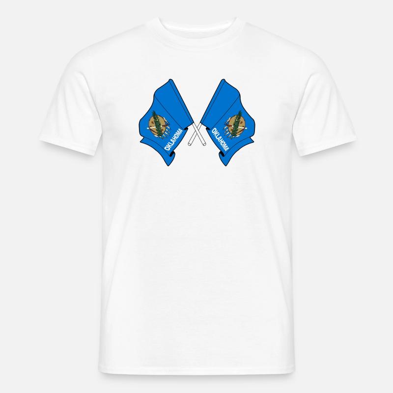 Zwei Flaggen durchquerten Oklahoma - Männer T-Shirt - Weiß