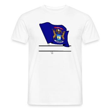 Flag Michigan text banner - Men's T-Shirt - white - Front - AI Model Male 178 dark (178cm)