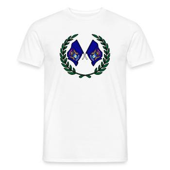Flags USA Michigan in laurel wreath - Men's T-Shirt - white - Front - AI Model Male 178 dark (178cm)