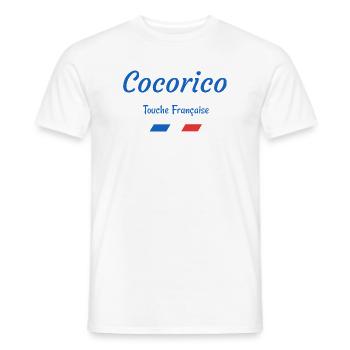 Cocorico - Touche FRANÇAISE - T-shirt homme - blanc - Devant - AI Model Male 178 dark (178cm)