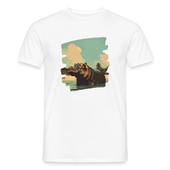 Nilpferd Retro - Männer T-Shirt - Weiß - Vorne - AI Model Male 178 dark (178cm)