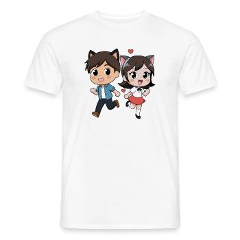 Fantasy Cat Duett für Kinder - Männer T-Shirt - Weiß - Vorne - AI Model Male 178 dark (178cm)