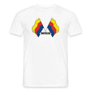 Deux drapeaux texte HOLLANDE-SEPTENTRIONALE - T-shirt homme - blanc - Devant - AI Model Male 178 dark (178cm)