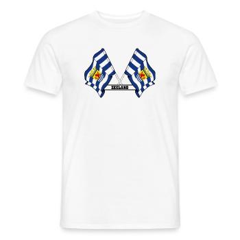 Zwei Flaggen mit dem Text ZEELAND - Männer T-Shirt - Weiß - Vorne - AI Model Male 178 dark (178cm)
