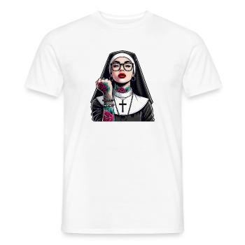 Nonne mit Tattoo - Männer T-Shirt - Weiß - Vorne - AI Model Male 178 dark (178cm)
