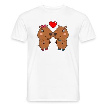 Duo of cute animals with heart - Men's T-Shirt - white - Front - AI Model Male 178 dark (178cm)