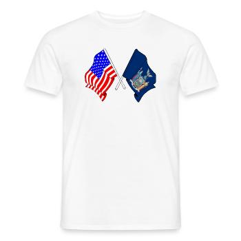USA and state of New York flag crossed - Men's T-Shirt - white - Front - AI Model Male 178 dark (178cm)
