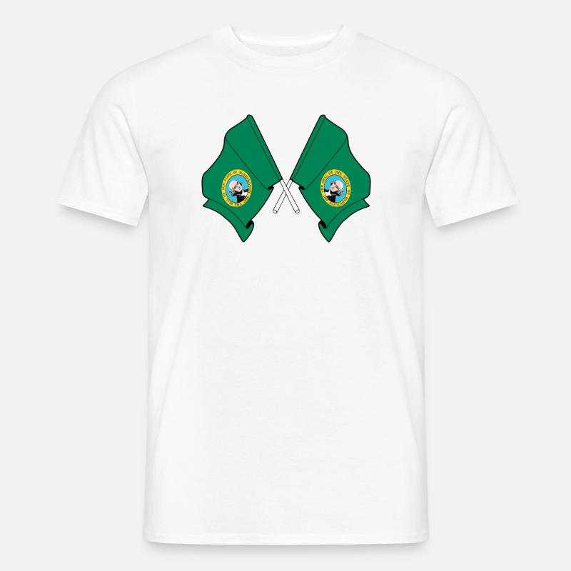 Zwei Flaggen durchquerten Washington - Männer T-Shirt - Weiß