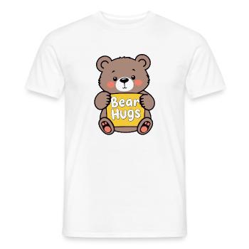 Kuschelbär mit Bear Hugs Schild - Männer T-Shirt - Weiß - Vorne - AI Model Male 178 dark (178cm)