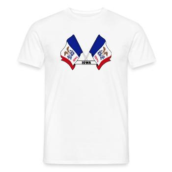 Two flags text IOWA - Men's T-Shirt - white - Front - AI Model Male 178 dark (178cm)