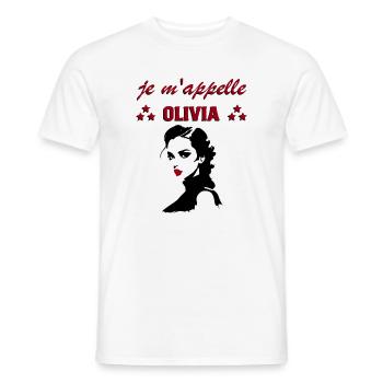 je m'appelle olivia 2026 fille de france - T-shirt homme - blanc - Devant - AI Model Male 178 dark (178cm)