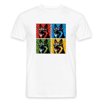 Ours Pop Art du Berger, Peluche, Biscuit, Gaufres - T-shirt homme - blanc - Devant - AI Model Male 178 dark (178cm)