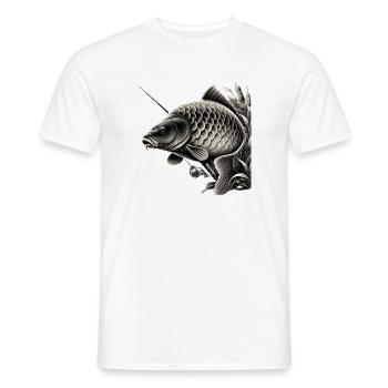 Detaillierte Schwarzweiß Karpfen Illustration - Männer T-Shirt - Weiß - Vorne - AI Model Male 178 dark (178cm)