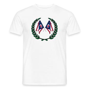 USA Ohio Flaggen im Lorbeerkranz - Männer T-Shirt - Weiß - Vorne - AI Model Male 178 dark (178cm)