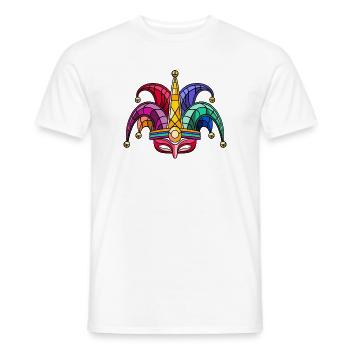 Bunte Narrenkappe Maske – Karneval Fasching - Männer T-Shirt - Weiß - Vorne - AI Model Male 178 dark (178cm)