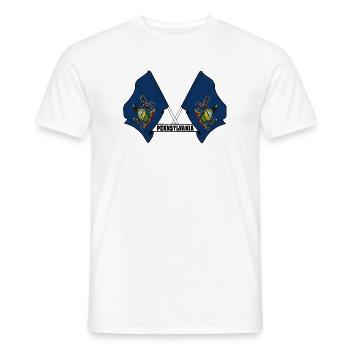 Deux drapeaux texte PENNSYLVANIE - T-shirt homme - blanc - Devant - AI Model Male 178 dark (178cm)