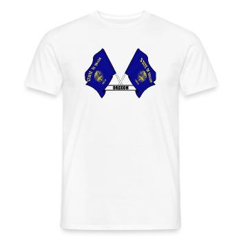 Zwei Flaggen mit dem Text OREGON - Männer T-Shirt - Weiß - Vorne - AI Model Male 178 dark (178cm)