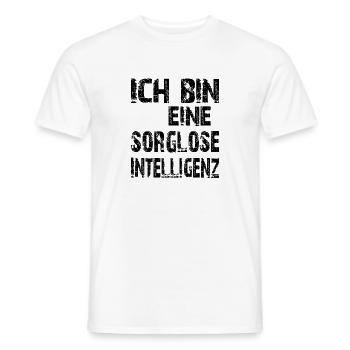 KI Spruch Ich bin eine sorglose Intelligenz - Männer T-Shirt - Weiß - Vorne - AI Model Male 178 dark (178cm)
