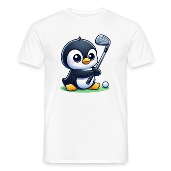 Cute Penguin Golfer Cartoon Funny - Men's T-Shirt - white - Front - AI Model Male 178 dark (178cm)