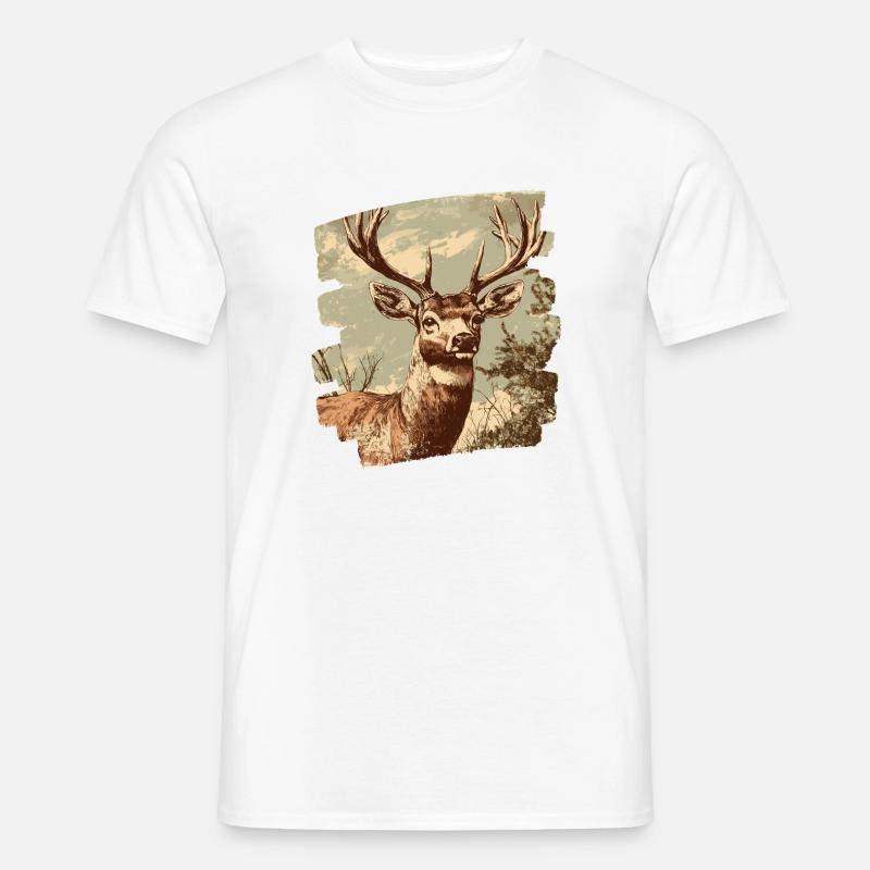 Hirsch mit Geweih - Männer T-Shirt - Weiß