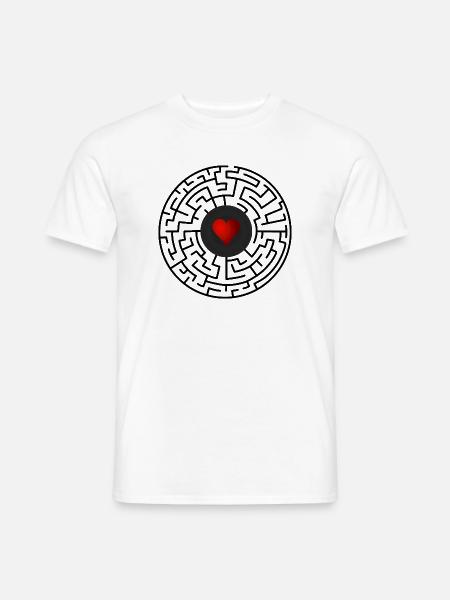 Rotes Herz im Dunkelkreis - Männer T-Shirt - Weiß