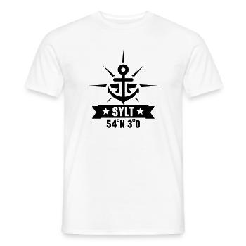 Sylt 54 degrés nord 8 degrés est - T-shirt homme - blanc - Devant - AI Model Male 178 dark (178cm)
