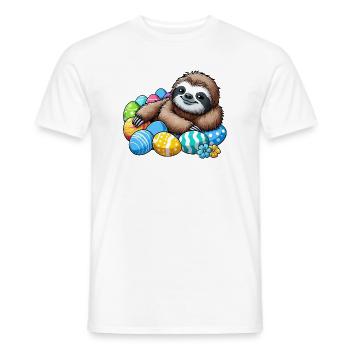 mignon paresseux oeuf de Pâques dessin animé Chilling Easter - T-shirt homme - blanc - Devant - AI Model Male 178 dark (178cm)