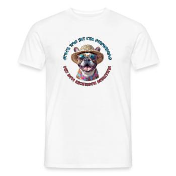 Französische Bulldogge: Jeder Tag am Strand - Männer T-Shirt - Weiß - Vorne - AI Model Male 178 dark (178cm)