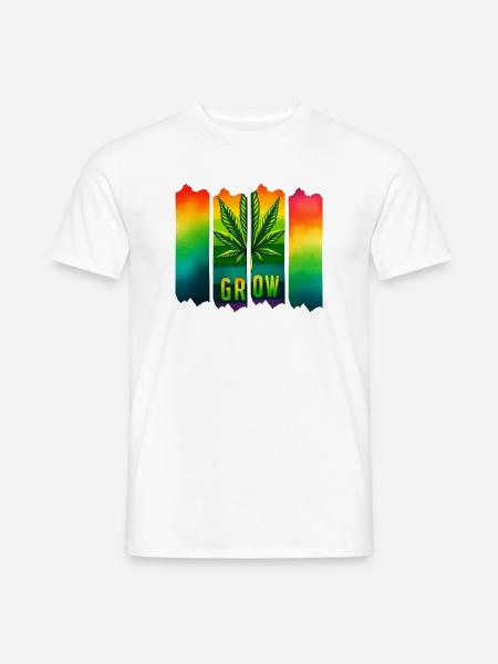 Grow Hanfblatt Brushdesign im Reggae-Stil - Männer T-Shirt - Weiß