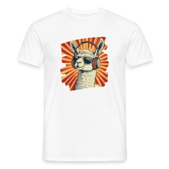 Lama Kopfhörer - Männer T-Shirt - Weiß - Vorne - AI Model Male 178 dark (178cm)