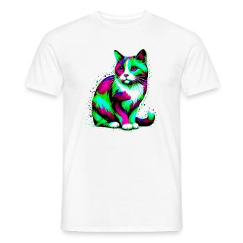 Chat - T-shirt homme - blanc - Devant - AI Model Male 178 dark (178cm)