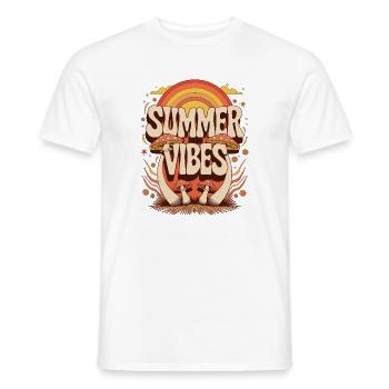 Summer Vibes Retro Mushroom Hippie Festival Summer - Men's T-Shirt - white - Front - AI Model Male 178 dark (178cm)