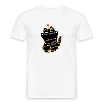 Christmas Lights Cat - Men's T-Shirt - white - Front - AI Model Male 178 dark (178cm)