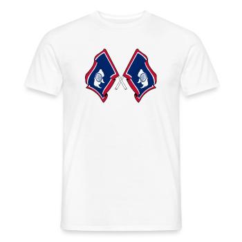 Deux drapeaux du Wyoming croisés - T-shirt homme - blanc - Devant - AI Model Male 178 dark (178cm)