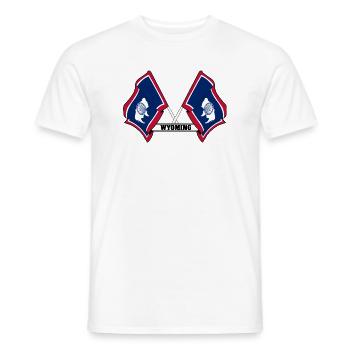Two flags text WYOMING - Men's T-Shirt - white - Front - AI Model Male 178 dark (178cm)