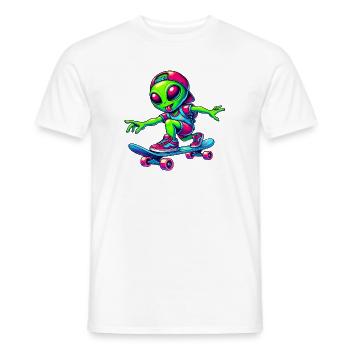 Skater Alien Design - Men's T-Shirt - white - Front - AI Model Male 178 dark (178cm)