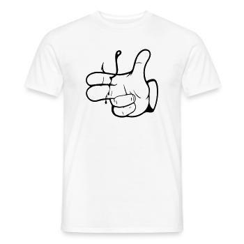 Peow Peow - Anglerhand - Nokidding-Fishing - T-shirt homme - blanc - Devant - AI Model Male 178 dark (178cm)