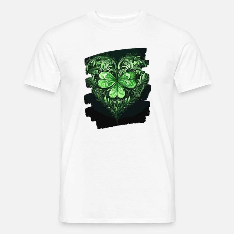 St. Patricks day Kleeblatt Herz - Männer T-Shirt - Weiß