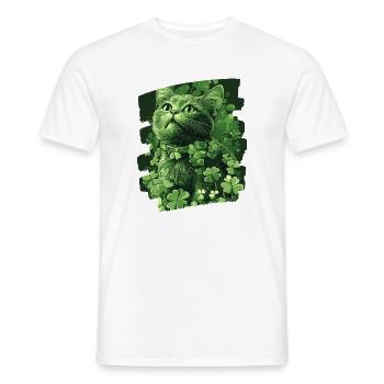 Chat de la Saint-Patrick - T-shirt homme - blanc - Devant - AI Model Male 178 dark (178cm)